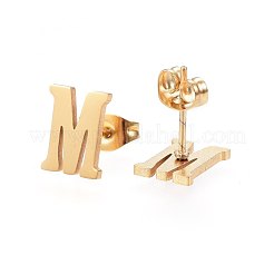 304ステンレススチールペンダントとスタッドピアスジュエリーセット  アルファベット  文字.m  20~23x13~19x1.5mm  穴：6x3mm  6~10x6~9x1mm  ピン：0.8mm&nbsp;SJEW-P099-13G