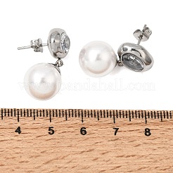 304 Stainless Steel Pave Clear Cubic Zirconia Stud Earrings&nbsp;SA-CBADCF0-01P