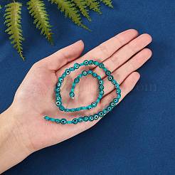 2 Strands Handmade Evil Eye Lampwork Flat Round Beads Strands&nbsp;LAMP-SZ0001-03