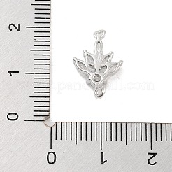 Brass Pave Clear Cubic Zirconia Leaf Links Connector Charms&nbsp;KK-Z061-02P-01