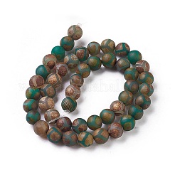 Tibetan Style Turtle Back Pattern dZi Beads Strands&nbsp;G-P229-A-04-8mm
