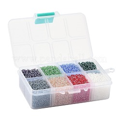 Fgb 200g 8色 12/0グレードA ラウンドガラスシードビーズ  透明色は光沢の  ミックスカラー  2x1.5mm  穴：0.3mm  25 G /カラー  約13300個/箱&nbsp;SEED-JP0010-02-2mm