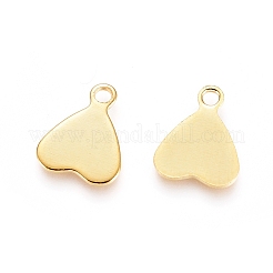 ステンレススチールチャーム201個  空白タグのスタンプ  ハート  ゴールドカラー  10x8x0.6mm  穴：1.5mm&nbsp;STAS-I123-16G