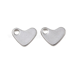 変色防止 304 ステンレススチール 刻印入り ブランクタグペンダント  ハート  ステンレス鋼色  7x5.5x1mm  穴：1.4mm&nbsp;STAS-Q024-1