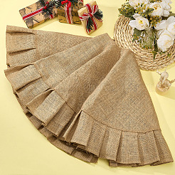 Linen Christmas Tree Skirt Bottom Decoration with Ruffle Edge&nbsp;AJEW-WH0314-912