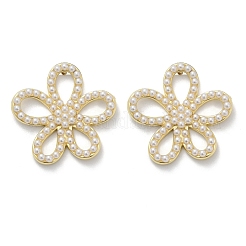 Flower Brass ABS Imitation Pearl Stud Earrings&nbsp;EJEW-M082-07G