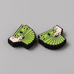 米ドル 食品グレードの環境に優しいシリコンフォーカルビーズ  黄緑  28.5x23.5x7mm  穴：2.2mm&nbsp;LS-SIL-CJC0007-02A