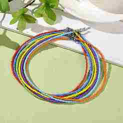 7 Pcs 7 Colors Chakra Jewelry Glass Seed Beaded Necklaces Set&nbsp;NJEW-JN03803