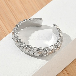 Brass Micro Pave Cubic Zirconia Cuff Open Rings&nbsp;RJEW-C163-21P