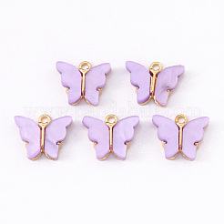 合金アクリルパーツ  蝶  ライトゴールド  プラム  14x16.5x3mm  穴：1.6mm&nbsp;ENAM-R136-01B
