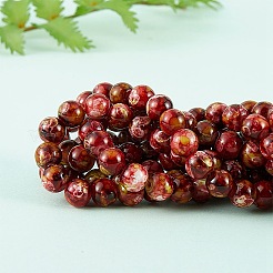 2 Strands 2 Colors Natural Imitation South Red Agate & Rainforest Agate Beads Strands&nbsp;G-SZ0001-46