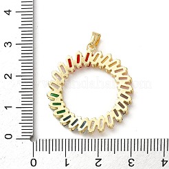 真鍮製マイクロパヴェキュービックジルコニアペンダント  リング  ゴールドカラー  カラフル  28.5x26.5x3mm  穴：4.5x2.5mm&nbsp;LS-KK-P320-02G-01