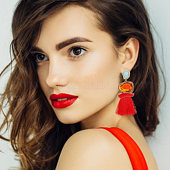 4 Pairs 4 Colors Polyester Tassel Earrings&nbsp;EJEW-FI0001-86