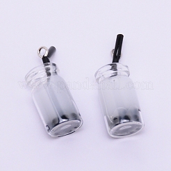 ガラスボトルペンダント  内側の樹脂と  模造泡茶  ホワイト  29x18mm  穴：1.8mm&nbsp;GLAA-WH0022-13