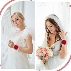 4Pcs 2 Colors Silk Cloth Rose Lace Wrist Cuffs&nbsp;DIY-HY0002-34