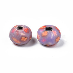 手作り樹脂粘土ビーズ  花とロンデル  オールドローズ  8~9x6mm  穴：1.6mm&nbsp;CLAY-S092-73