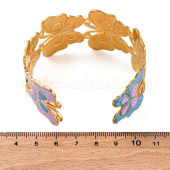 女性用304ステンレススチールエナメルカフバングル  蝶  ライラック  1-1/4インチ（3.25cm）  内径：2-3/8インチ（6cm）&nbsp;BJEW-P347-01G-B