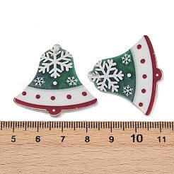クリスマステーマの不透明プリントアクリルパーツ  クリスマス鐘  31.5x34.5x2.2mm  穴：1.6mm&nbsp;LS-OACR-B037-01