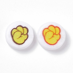オペークプリントアクリルビーズ  フラットラウンド  レッド  11x4mm  穴：1.5mm&nbsp;SACR-F004-01A