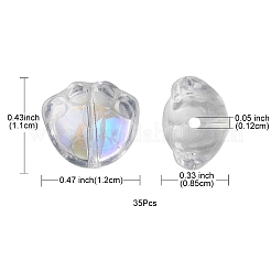 35個の透明スプレー塗装ガラスビーズ  猫の足のプリント  クリアAB  11x12x8.5mm  穴：1.2mm&nbsp;GLAA-YW0001-72A