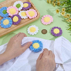 12Pcs 4 Colors Flower Shape Cotton Knitted Costume Ornament Accessories&nbsp;DIY-PH0034-02