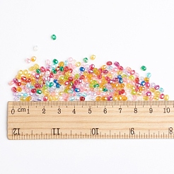 混色メッキが丸いアクリルスペーサービーズファセット  約3.5 mm幅  長さ4mm  穴：1mm&nbsp;X-PL400