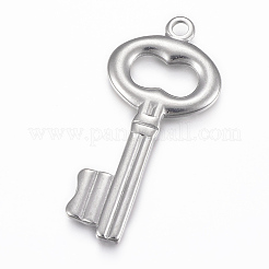 変色しにくい304ステンレススチールペンダント  キー  ステンレス鋼色  49x23x3mm  穴：3mm&nbsp;STAS-H416-65P