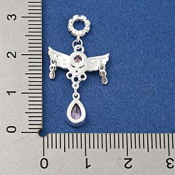 シルバー 925 スターリングシルバーペンダント  ラインストーン付き  エンジェルチャーム  ライトパパラチャ  21x15.5x2mm  穴：2.8mm&nbsp;LS-STER-A031-01B