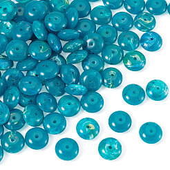 80個 61g アクリル天然石風ビーズ  ロンデル  ツートン  ティール  13~15.5x6~7.5mm  穴：1.8mm&nbsp;MACR-TADJ0001-10F