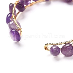Nuggets Natural Mixed Gemstone Beads Bangle for Girl Women&nbsp;BJEW-JB06817