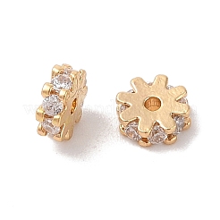 Brass Micro Pave Clear Cubic Zirconia Beads&nbsp;KK-B100-054B-G