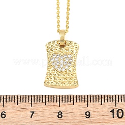 Brass Micro Pave Cubic Zirconia Rectangle with Heart Pendant Adjustable Slider Necklaces&nbsp;KK-CBA4547-08G-03