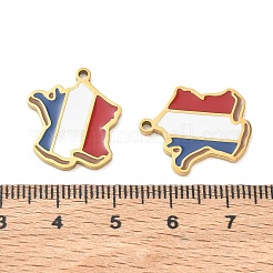 304ステンレススチールエナメルペンダント  マップチャーム  イオンプレーティング（ip）  ゴールドカラー  20x17x15mm  穴：1.6mm&nbsp;SA-CBA7876-38G-02