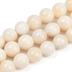 天然石ホワイトジェイドビーズ連売り  ラウンド  12~12.5mm  穴：1.2mm  約32~34個/連  15.55~15.75''（39.5~40センチメートル）&nbsp;G-F792-C01-02