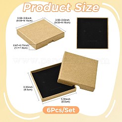 厚紙紙製ジュエリーボックス6個  黒いスポンジを使って  ジュエリーギフト包装用  正方形  バリーウッド  9.05~9.15x9.05~9.15x1.7~1.8cm&nbsp;TH-FS1F4C-01B