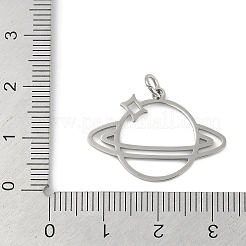 変色しない304ステンレススチールペンダント  丸カン付き  レーザー切断  惑星チャーム  ステンレス鋼色  18x26x1mm  穴：3.2mm&nbsp;STAS-L279-036P