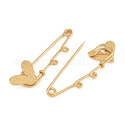 Crisscross Heart 304 Stainless Steel Safety Pins Brooch Findings&nbsp;SA-CBA098D-15E-G02