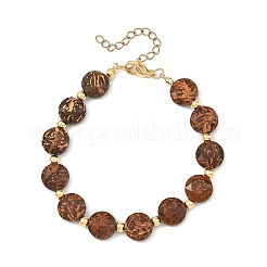 Natural Sesame Jasper & Brass Spacer Beads Beaded Bracelets for Women&nbsp;BJEW-JB14112-04