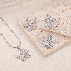 304 Stainless Steel Pendant Necklaces & Stud Earrings & Rings Sets for Women&nbsp;WGF8E6F-01