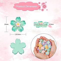 60Pcs 6 Colors Gradient Color Translucent Resin Cabochons&nbsp;RESI-CJ0002-51
