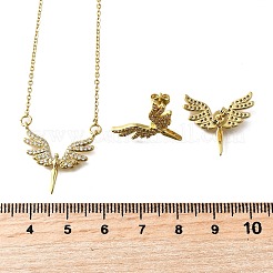 Goddess Brass Micro Pave Cubic Zirconia Stud Earrings & Pendant Necklaces Sets&nbsp;SJEW-Z002-03G