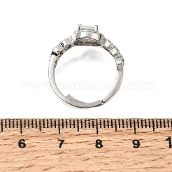 Brass Micro Pave Clear Cubic Zirconia Cuff Open Rings&nbsp;CU-CBA5C10-17P