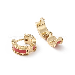 エナメル ヒンジ フープピアス  女性のための18KGP本金メッキ真鍮ジュエリー  カドミウムフリー＆ニッケルフリー＆鉛フリー  レッド  10x11.5x5mm  ピン：0.8mm&nbsp;EJEW-B014-26G-05
