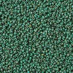 MIYUKIラウンドロカイユビーズ  日本製シードビーズ  （rr4514)不透明なターコイズブルーのピカソ  8/0  3mm  穴：1mm  約422~455PCS /ボトル  10 G /ボトル&nbsp;SEED-JP0009-RR4514
