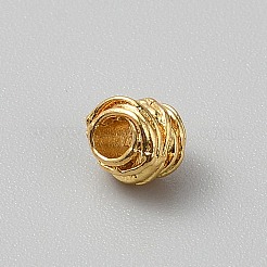 真鍮編み糸ボールスペーサービーズ  コラム  ゴールドカラー  5.5x5mm  穴：2.2mm&nbsp;KK-WH0079-135G