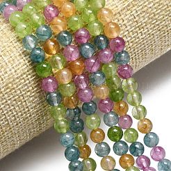 天然石マレーシアジェイドビーズ連売り  染め＆加熱  ラウンド  ミックスカラー  6~6.5mm  穴：1mm  約60~62個/連  14.96インチ（38cm）&nbsp;G-L645-C01-6mm-10