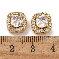 Brass Micro Pave Cubic Zirconia Beads&nbsp;KK-U037-01G-02