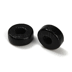 メープルウッドビーズ  フラットラウンド  ブラック  8x4mm  穴：3mm&nbsp;WD-CBA7A54-05E