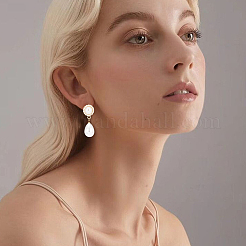 4 Pairs 4 Style Exquisite Plastic Imitation Pearl Beaded Dangle Stud Earrings&nbsp;EJEW-AN0002-09