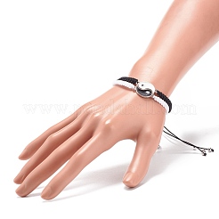 Enamel Yin Yang Matching Couple Braided Bead Bracelets Set&nbsp;BJEW-JB08557